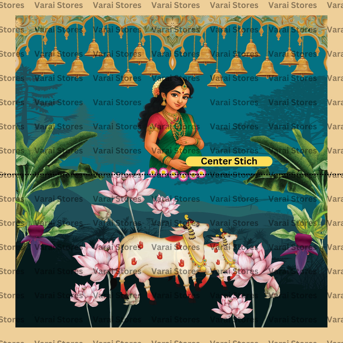 Traditional Seemantham - Fabric With Pole Pocket