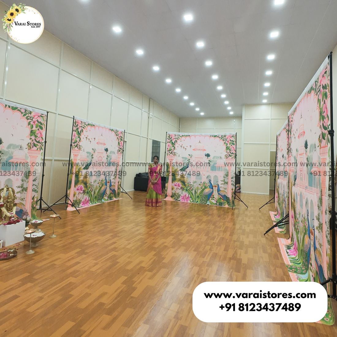 Peacock Pink Palace - Fabric With Pole Pocket