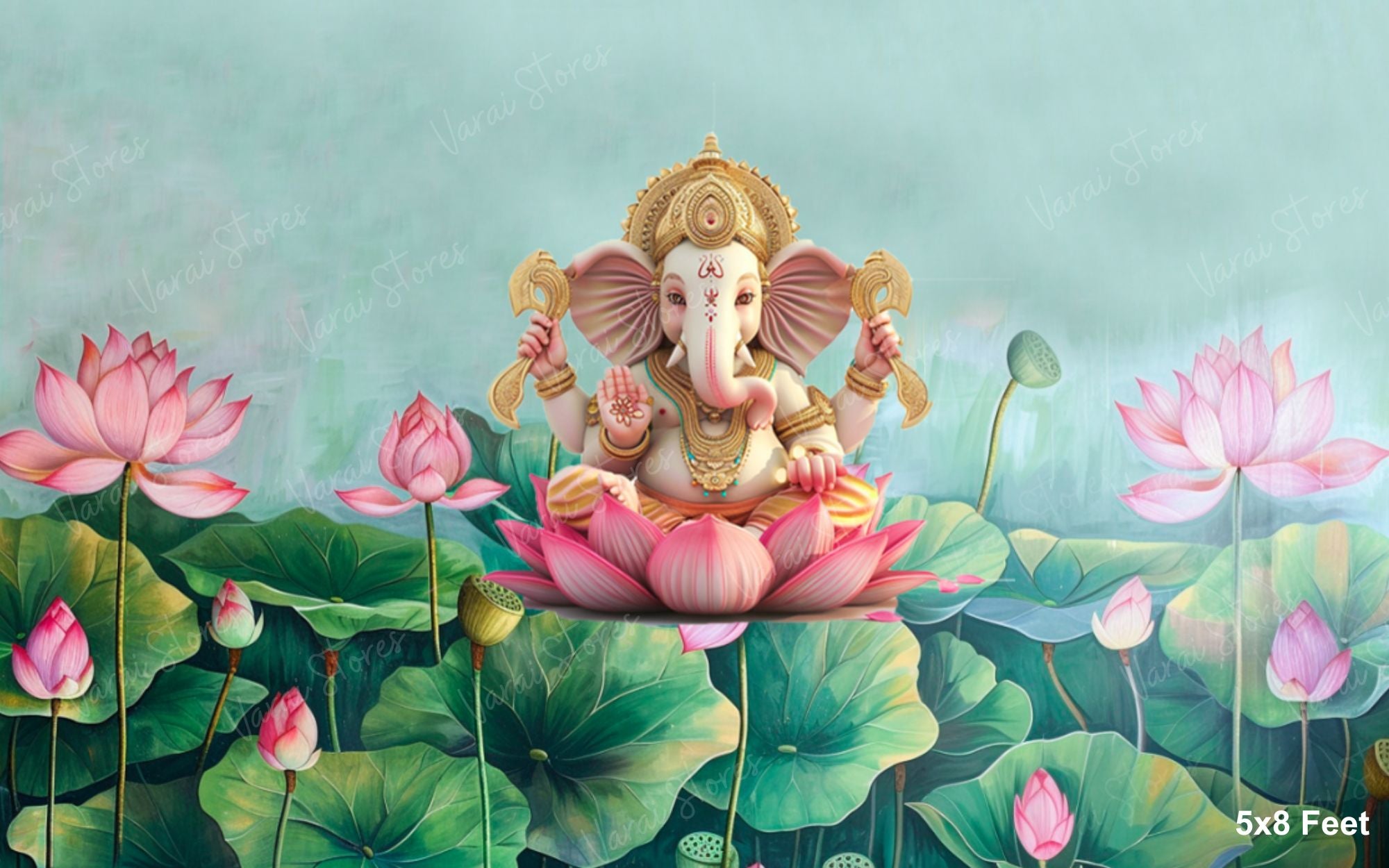 Lotus Ganesha - Fabric (5x8) Feet