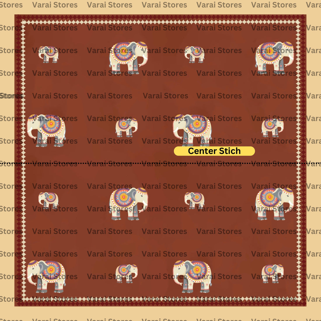 Elephant Pattern - Fabric With Pole Pocket