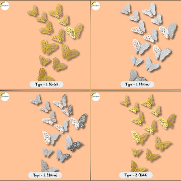 Metallic Butterflies - (12 Pc Set)