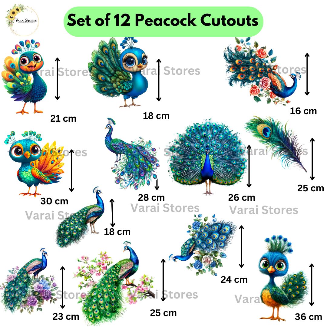 Peacock  Cutouts (Set Of 12)