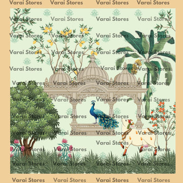 Charming Peacock - Fabric With Pole Pocket