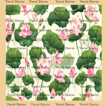 Pichwai Lotus   - Fabric With Pole Pocket