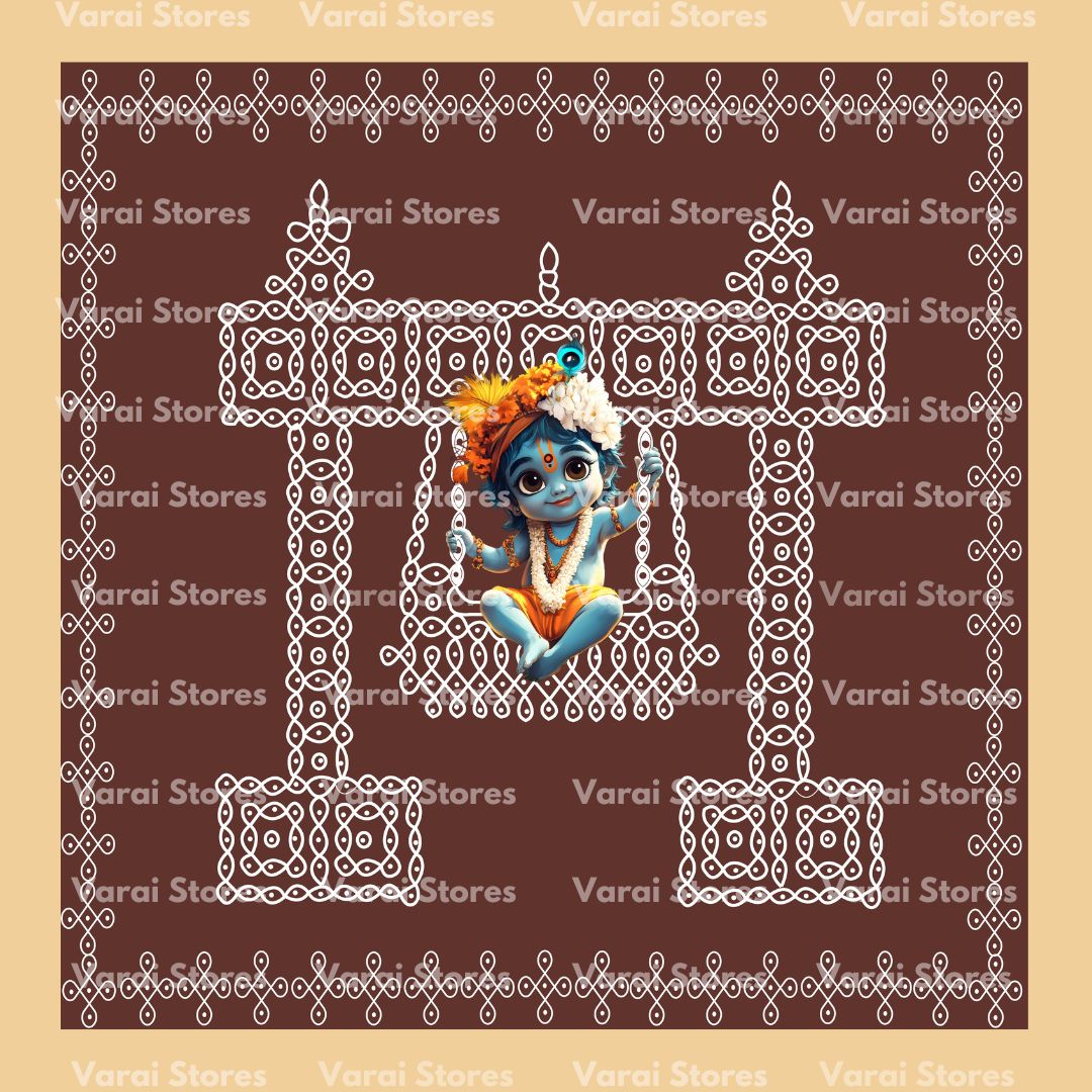 Kolam Cradle (Brown)   - Fabric With Pole Pocket