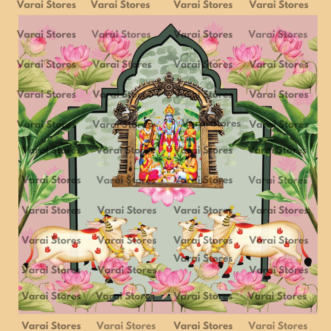 Sathyanarayana Swamy Pichwai - Fabric With Pole Pocket