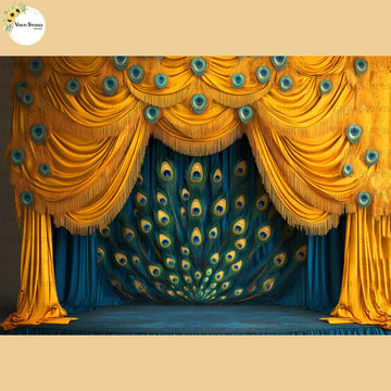 Peacock Feather  - Baby Printed Backdrops - PREMIUM FABRIC