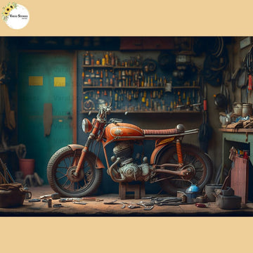 Bike Garage - Baby Printed Backdrops - PREMIUM FABRIC