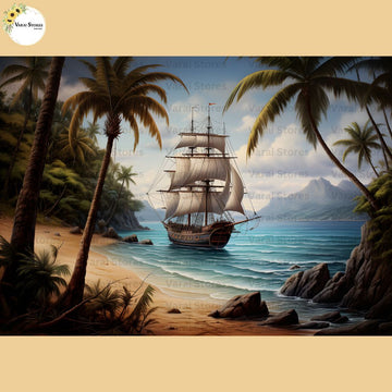 Pirate Sea Shore -  Baby Printed Backdrops - PREMIUM FABRIC