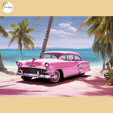 Barbie Car -  Baby Printed Backdrops - PREMIUM FABRIC