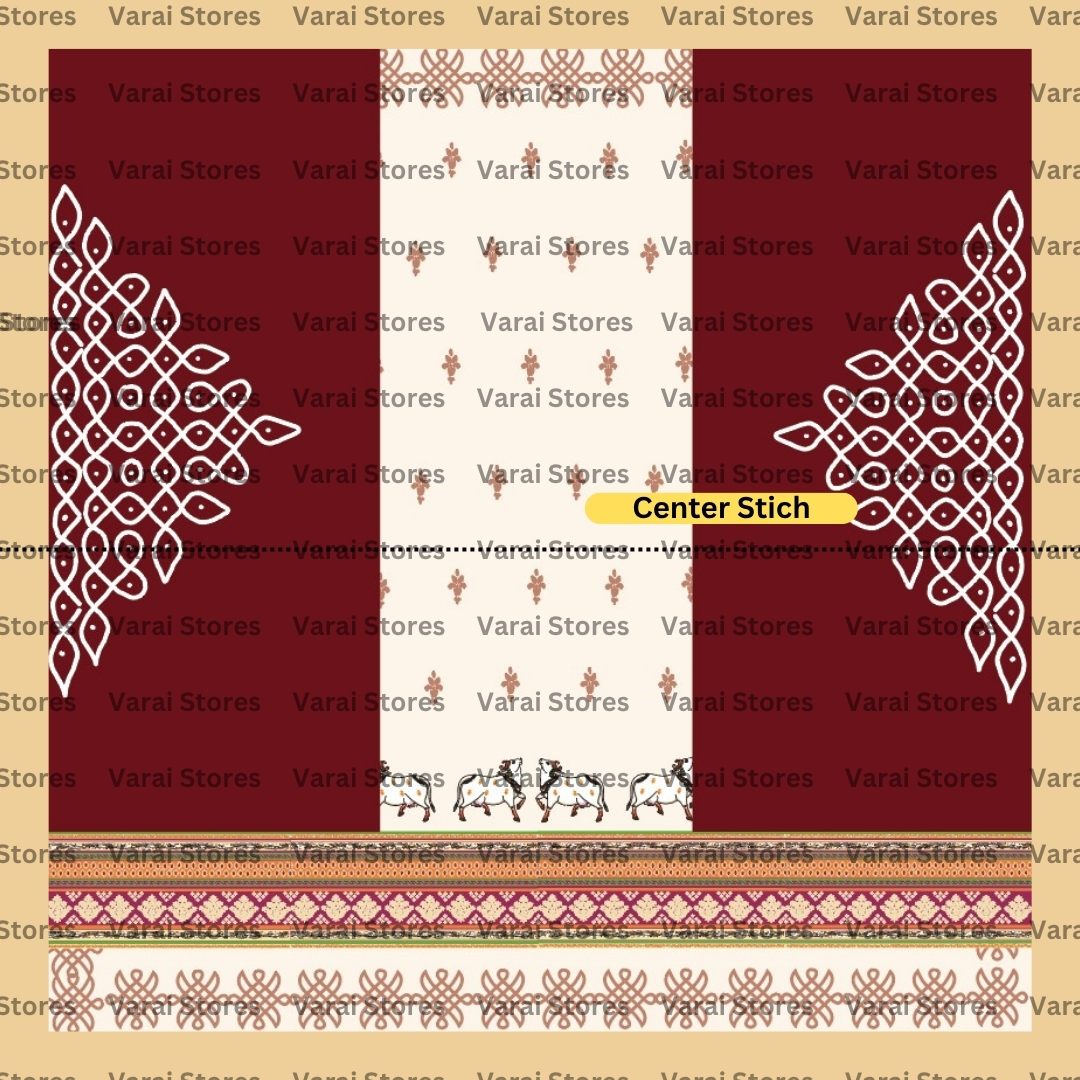 Red Kolam - Fabric With Pole Pocket