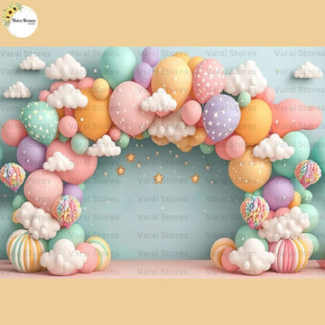Rainbow  Balloon -  Baby Printed Backdrops - PREMIUM FABRIC