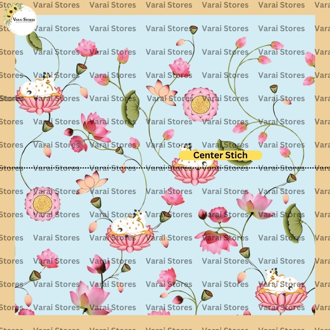 Pichwai lotus blooms - Fabric With Pole Pocket