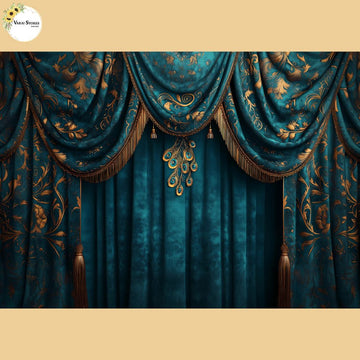 Peacock Blue Curtain - Fabric (5x8) Feet
