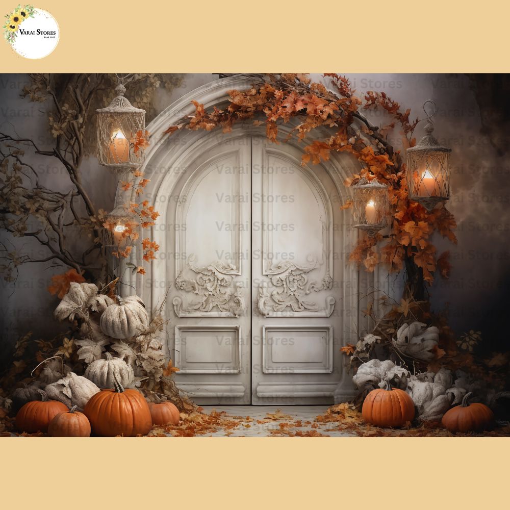 Boho Pumpkin Doorway - Baby Printed Backdrops - PREMIUM FABRIC