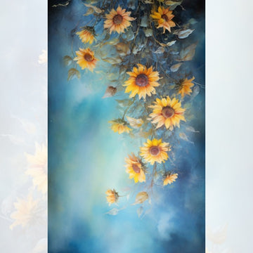 Portrait Blue Sunflower - Baby Printed Backdrops - PREMIUM FABRIC