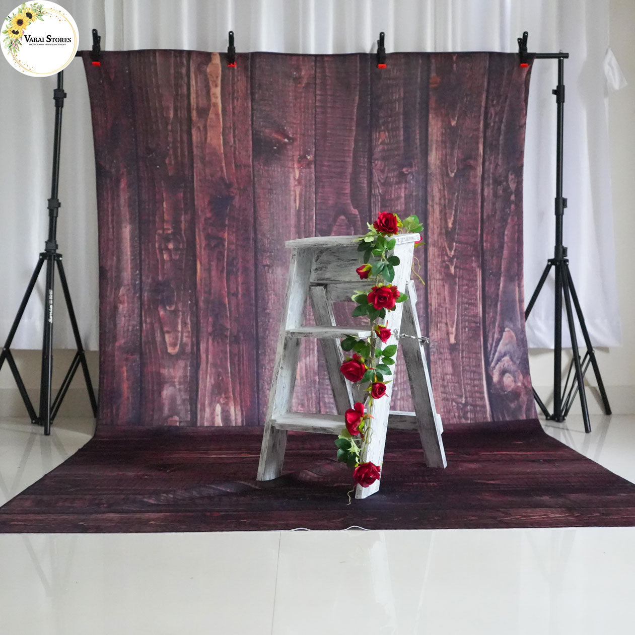 Portrait Rustic Wood - Printed Baby Backdrop - FABRIC (PRE ORDER)