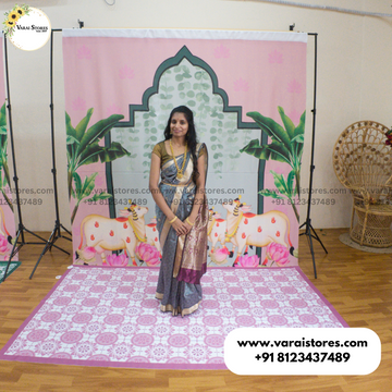 Pichwai Decor (Type 1) pink   - Fabric (8x8) Feet With Pole Pocket