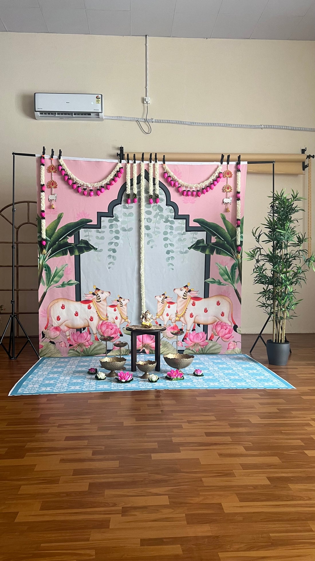 Complete Setup - Backdrop + Floordrop + Decor Flowers