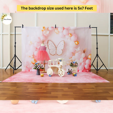 Pink Butterfly - Baby Printed Backdrops - PREMIUM FABRIC