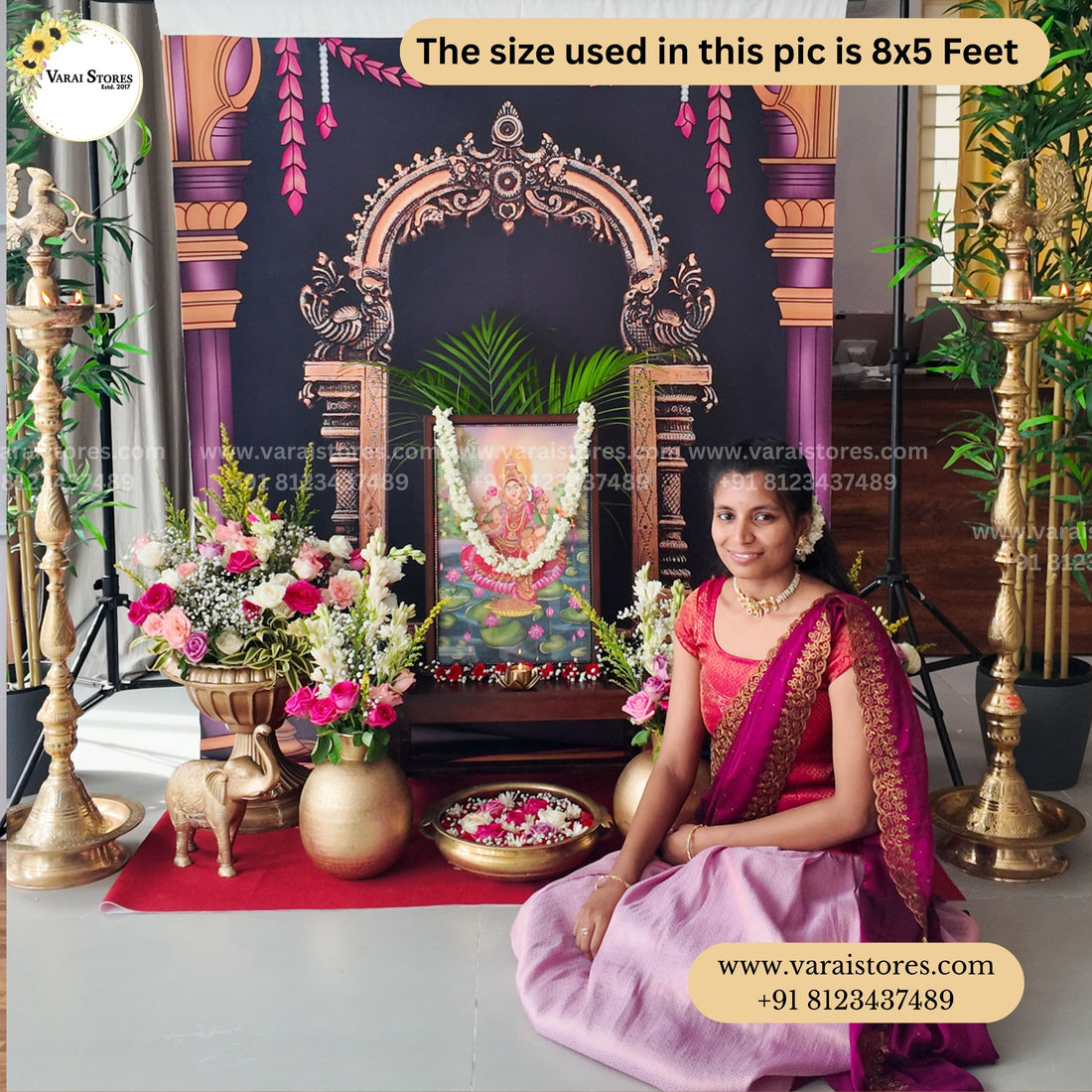 Divine Mahalakshmi - Fabric (8x5) feet with pole pocket