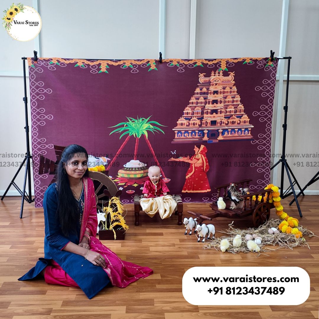 Temple Pongal  - Baby Printed Backdrops - PREMIUM FABRIC