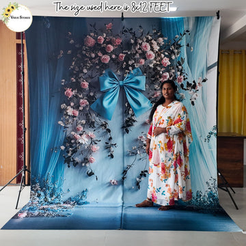 Blue Bow - Printed Lifestyle  Backdrop - PREMIUM FABRIC
