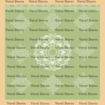 Green Kolam Pattern    - Fabric (8x8) Feet With Pole Pocket