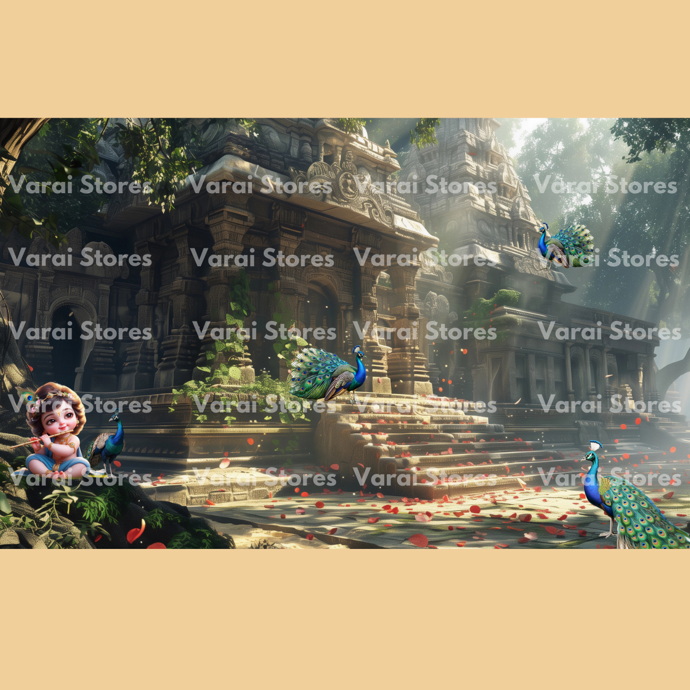 Musical Krishna - Fabric (5x8) Feet