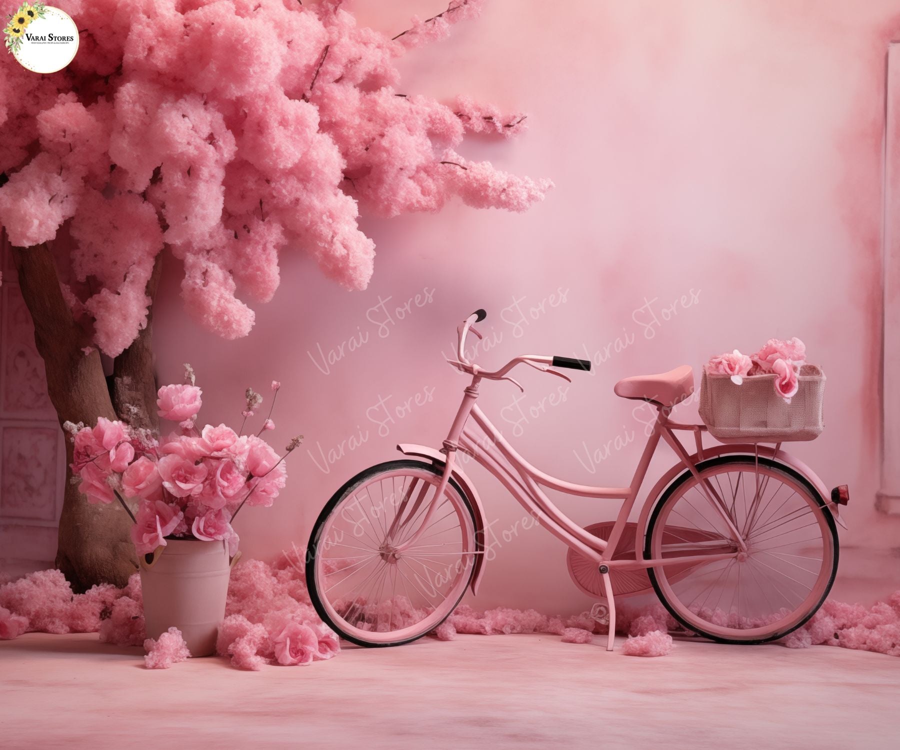 Pink Floral Cycle   - Printed Baby Backdrop - FABRIC (PRE ORDER)