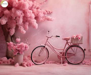 Pink Floral Cycle   - Printed Baby Backdrop - FABRIC (PRE ORDER)