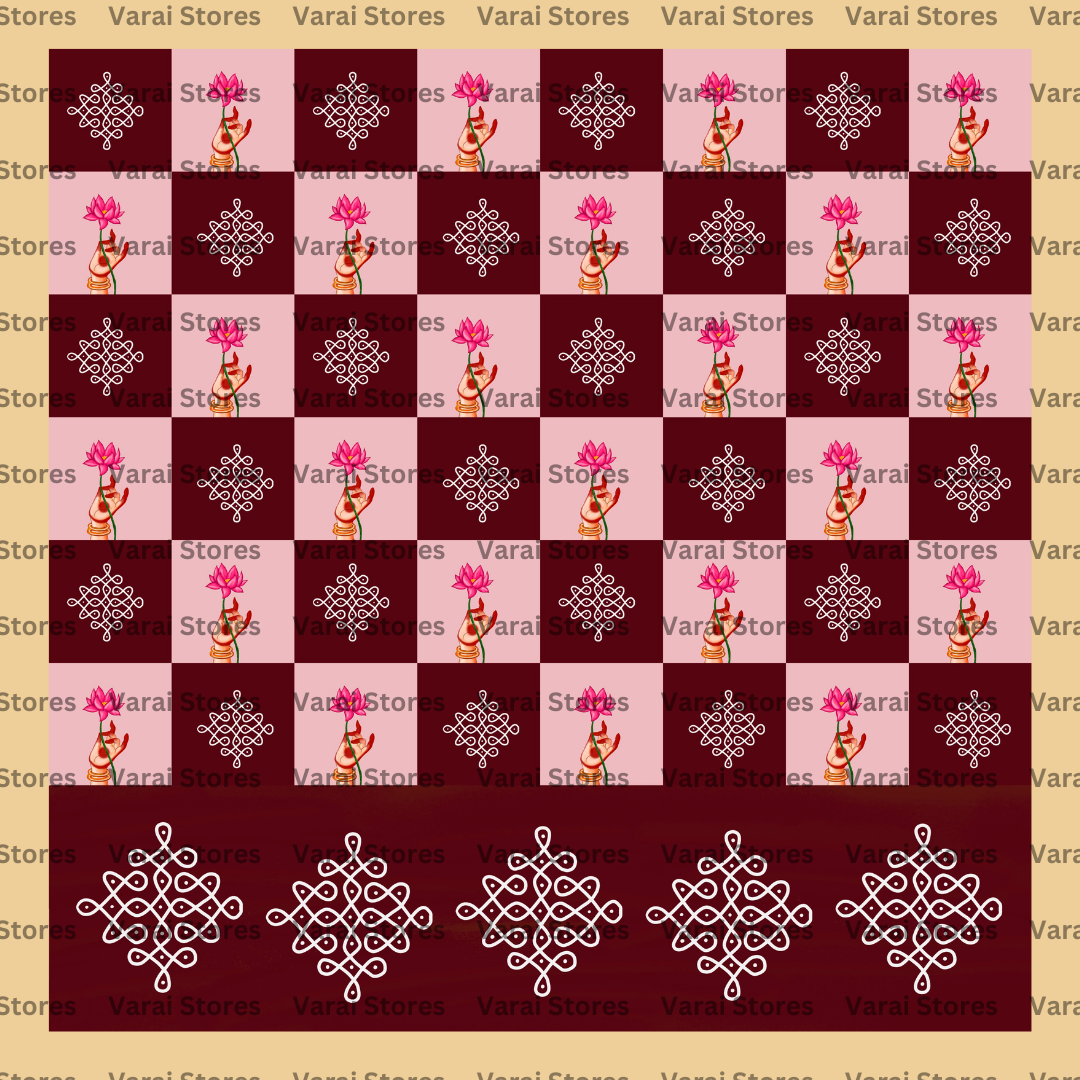 Lotus Bloom Kolam - Fabric With Pole Pocket