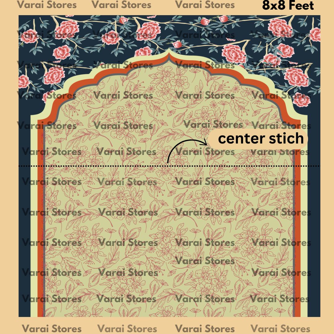 Blue Arch  - Fabric With Pole Pocket