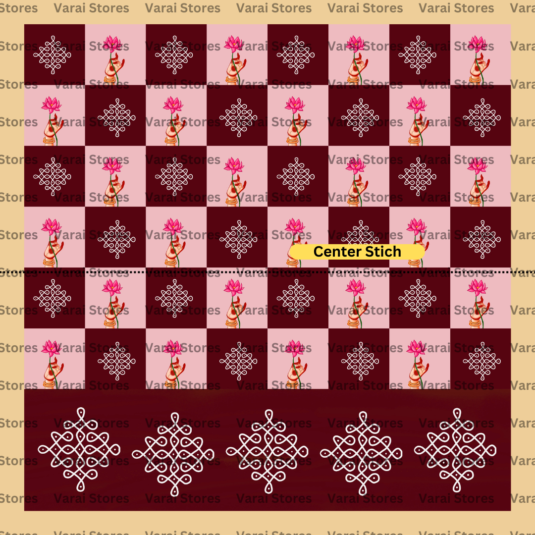 Lotus Bloom Kolam - Fabric With Pole Pocket