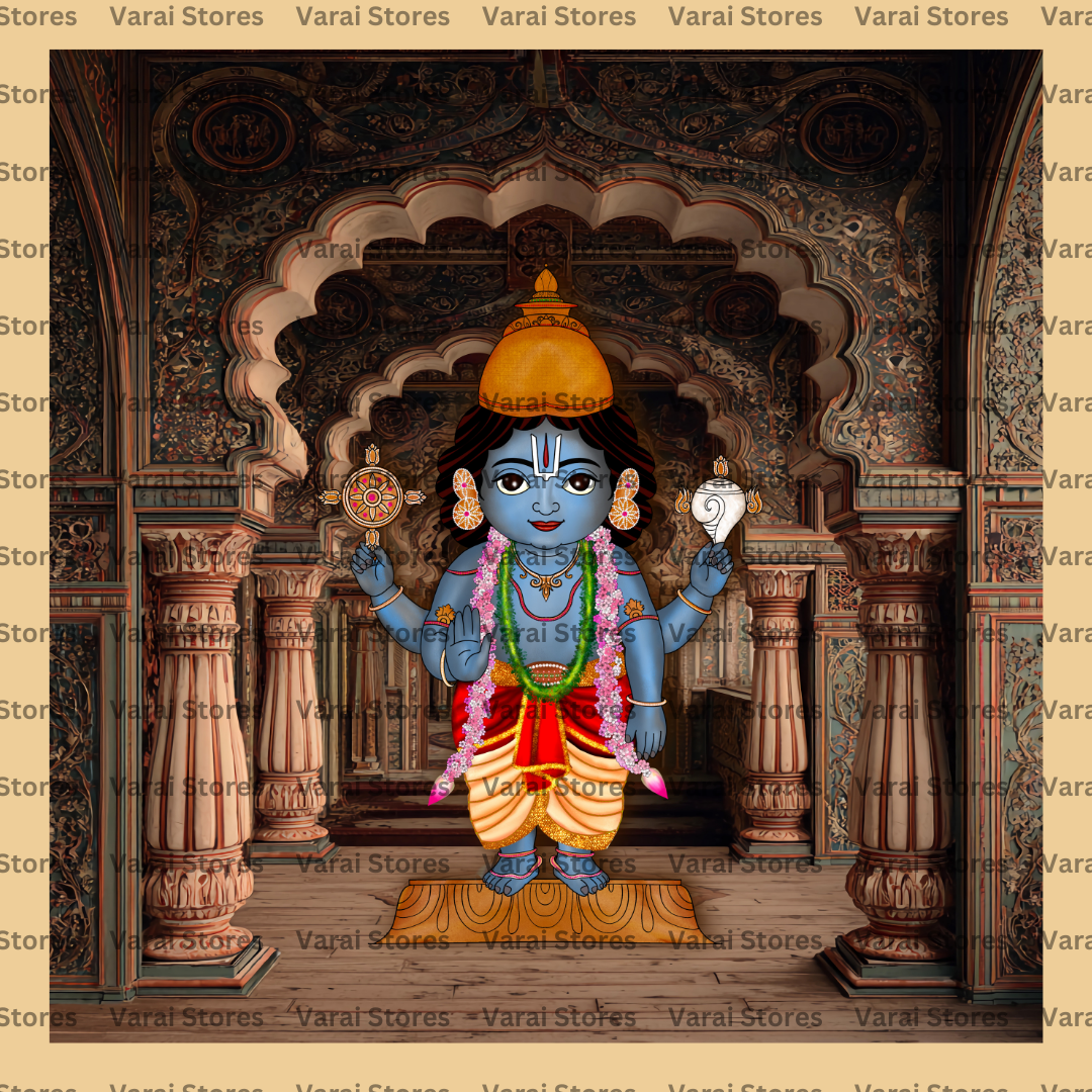 Perumal Temple - Fabric With Pole Pocket