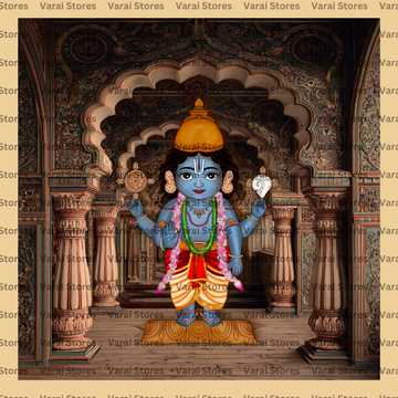 Perumal Temple - Fabric With Pole Pocket