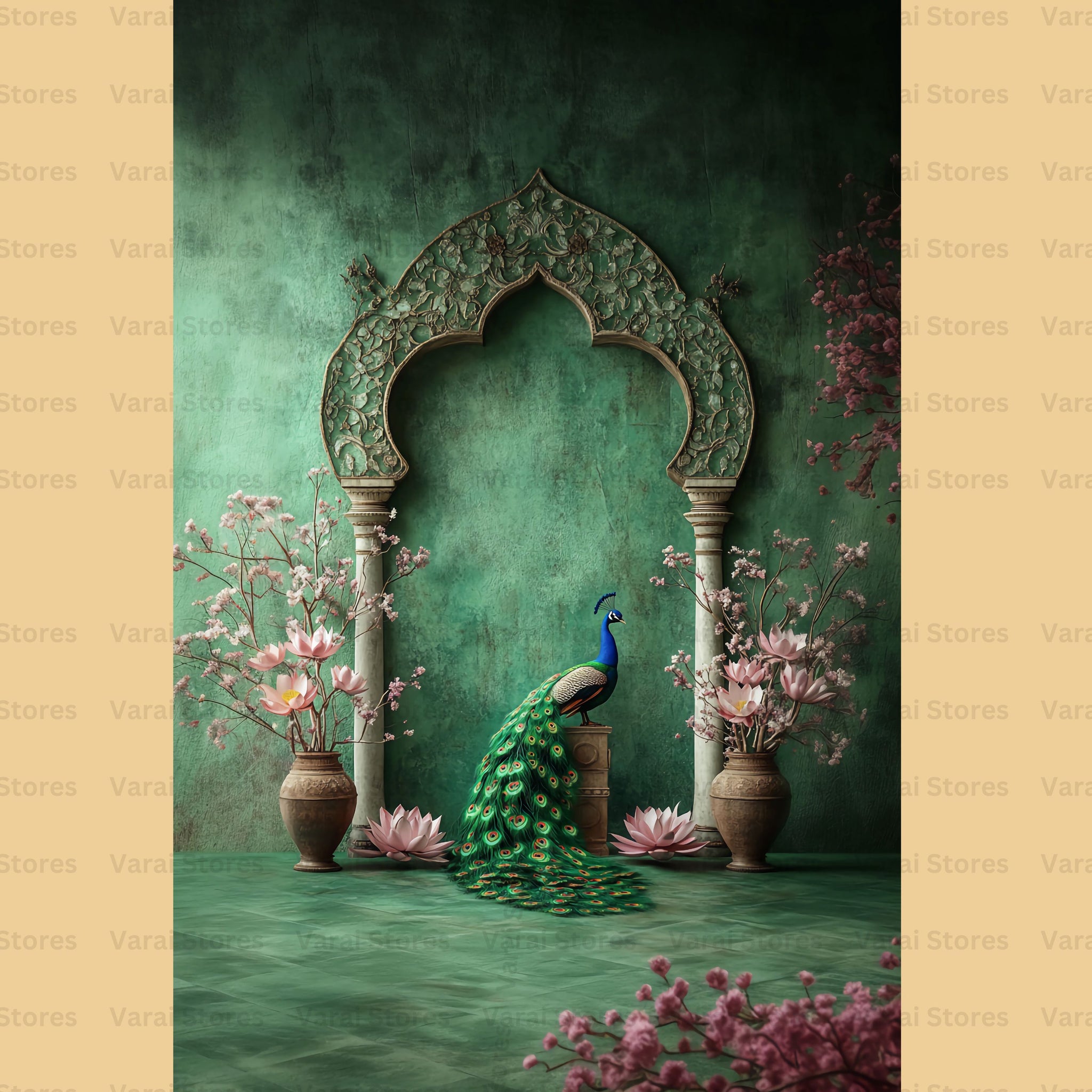 Floral Teal Texture Wall - Fabric (8x12) Feet