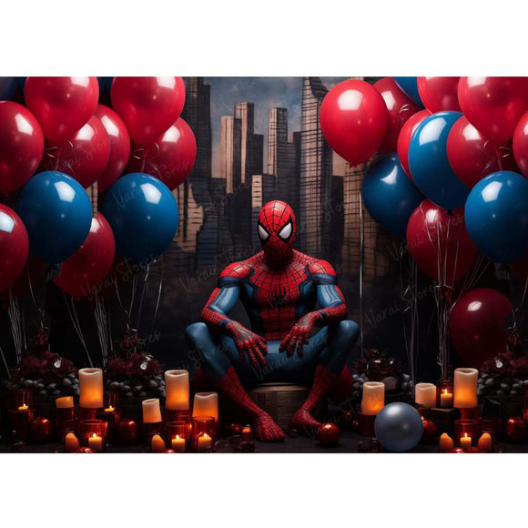 Spiderman Birthday - Printed Baby Backdrop - FABRIC (PRE ORDER)