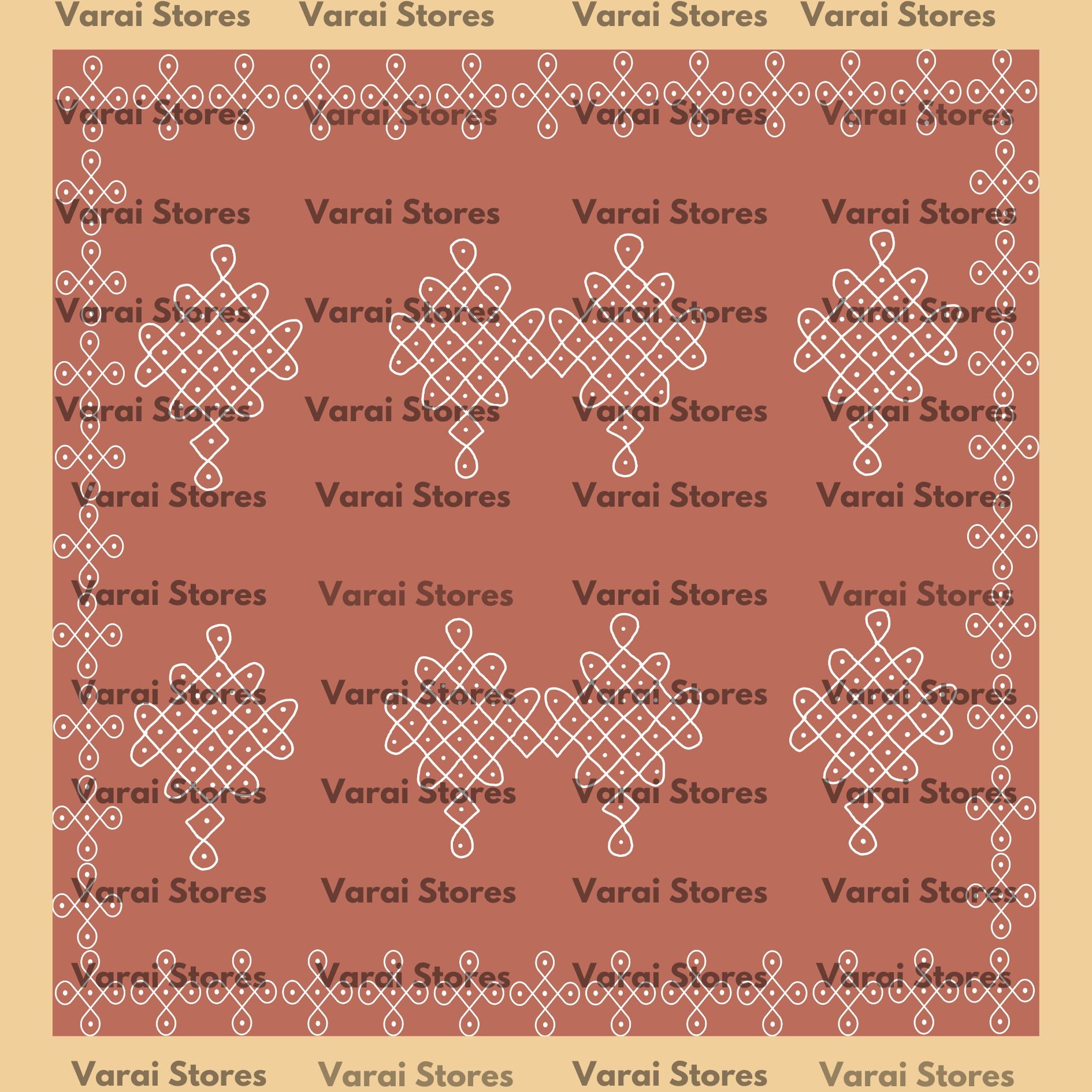 Orange Kolam Pattern - Fabric With Pole Pocket
