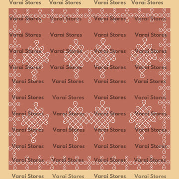 Orange Kolam Pattern - Fabric With Pole Pocket