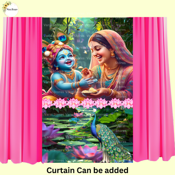Krishna & Mom -  Fabric (8x5) Feet With Pole Pocket