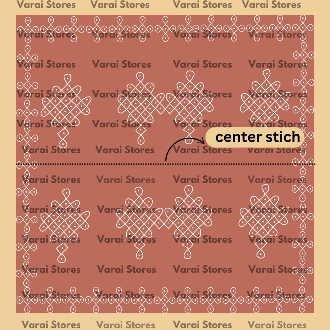 Orange Kolam Pattern - Fabric With Pole Pocket