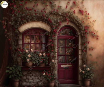 Rose Doorway - Printed Baby Backdrop - FABRIC (PRE ORDER)
