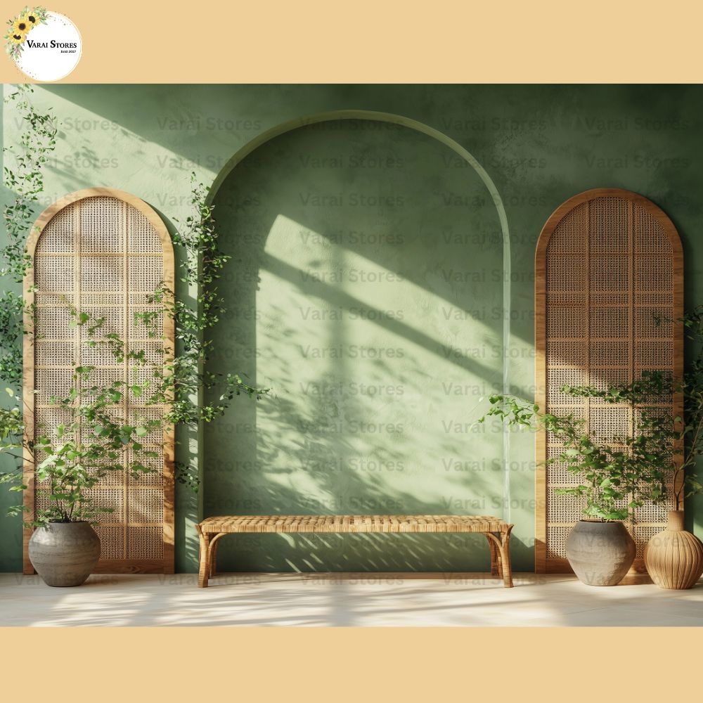 Green Bamboo Windows - Baby Printed Backdrops - PREMIUM FABRIC