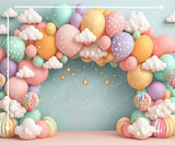 Rainbow  Balloon - Printed Baby Backdrop - FABRIC (PRE ORDER)
