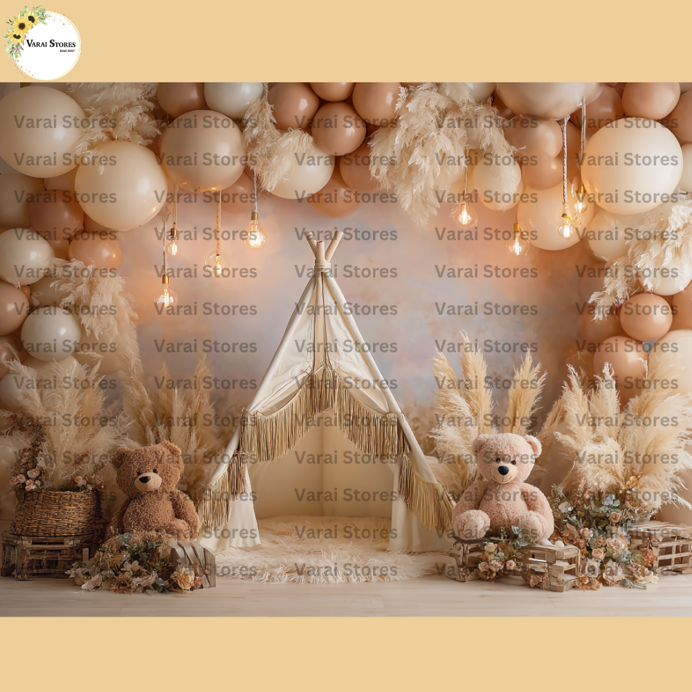 Boho Balloons -  Baby Printed Backdrops - PREMIUM FABRIC