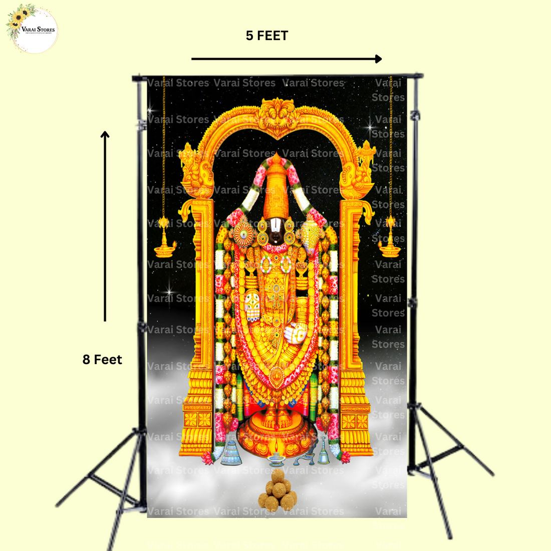 Prabhavali Perumal  -  Fabric (8x5) Feet With Pole Pocket