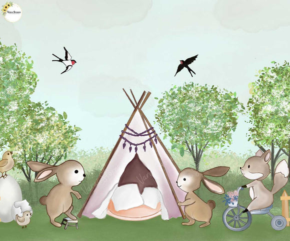 Bunny Tent - Printed Baby Backdrop - FABRIC (PRE ORDER)