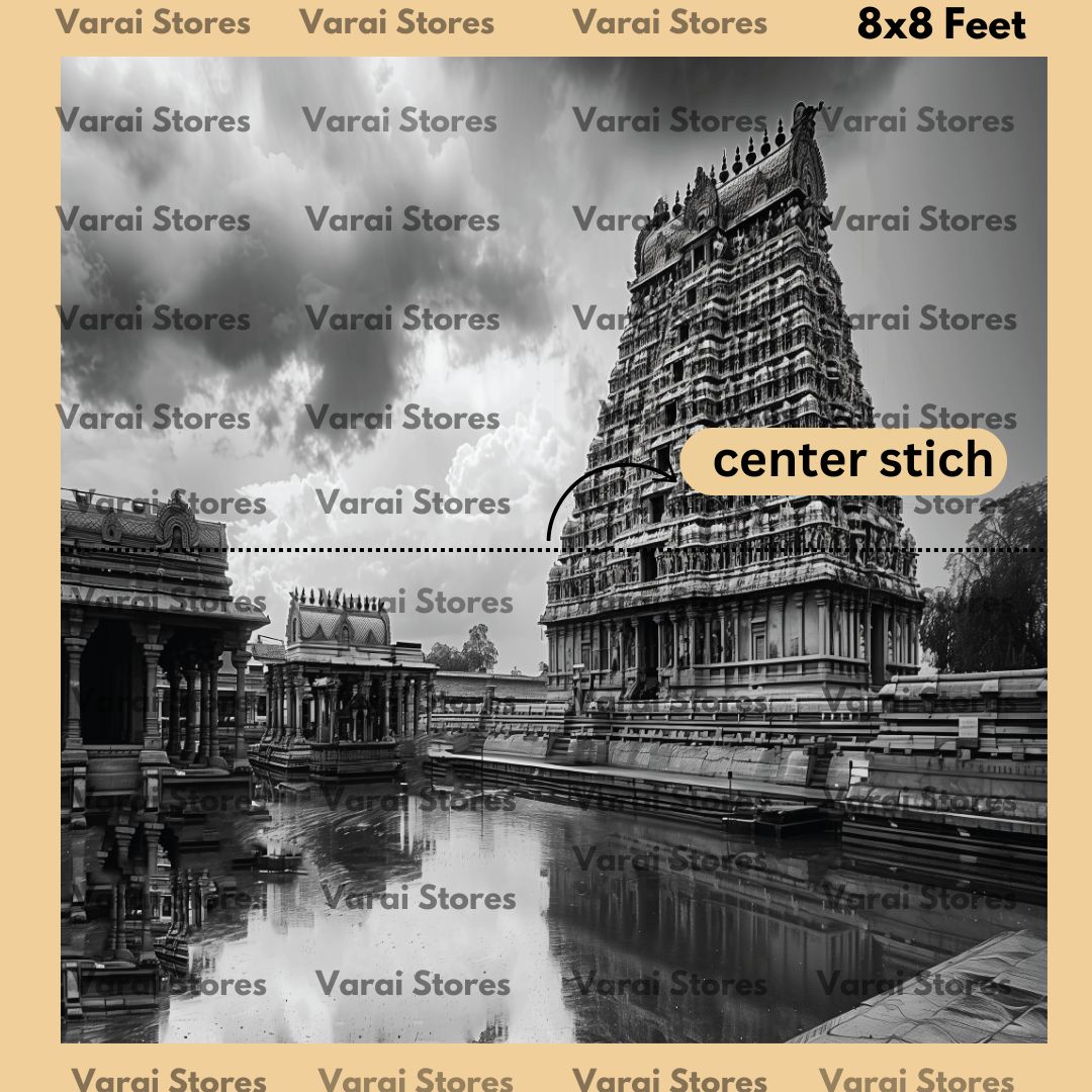 Chamundeswari  Temple - Fabric (8x8) Feet With Pole Pocket