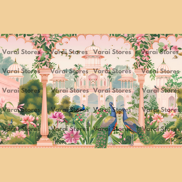 Peacock Pink Palace -  Fabric (5x8) Feet Backdrop